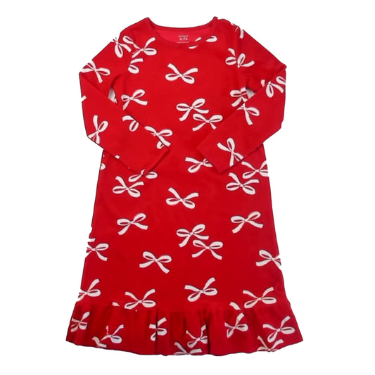 Carter's Girls Red | White Bows Nightgown Size: 6-7 Years Red | White Bows