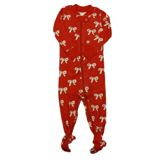 Hanna Andersson Girls Red | White Bows 1-piece Non-footed Pajamas Size: 12-18 Months