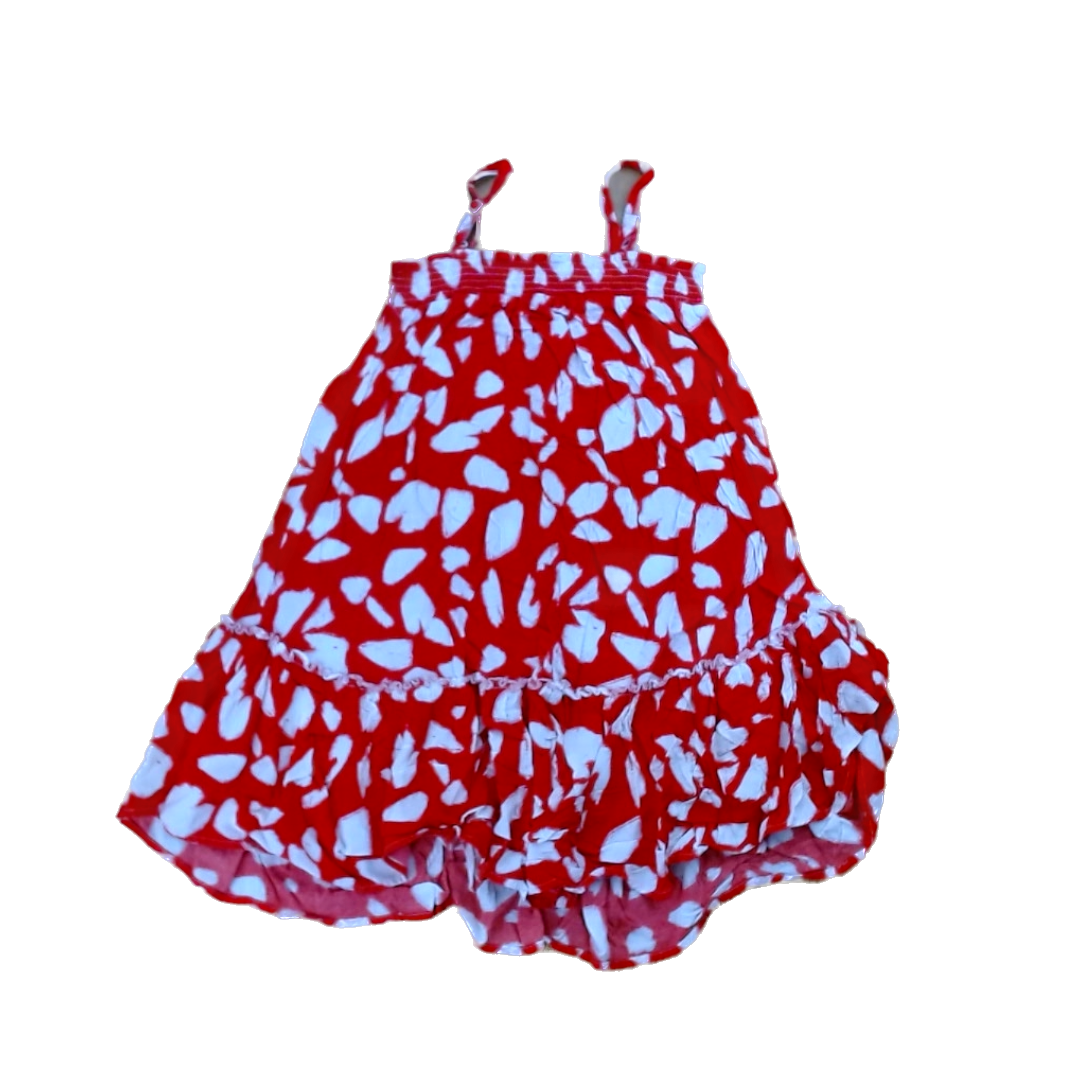 Rockets Of Awesome Girls Red | White Brush Strokes Dress Size: 5T - 10 Years Red | White Brush Strokes