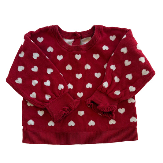 Gap Girls Red | White Hearts Sweater Size: 12-18 Months Red | White Hearts
