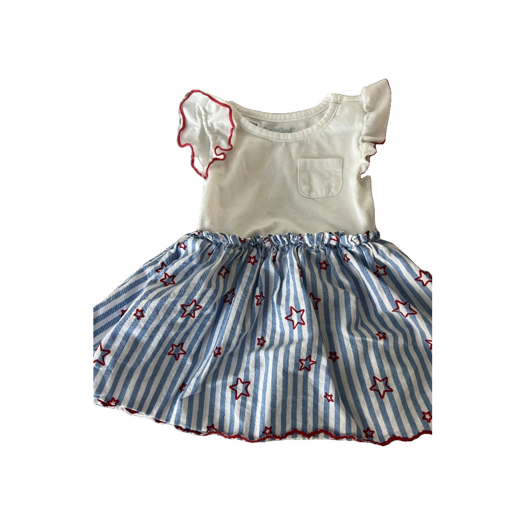 Cat & Jack Girls Red | White | Light Blue Dress Size: 12 months Red | White | Light Blue