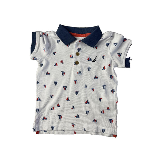 Nautica Boys Red | White | Navy Blue Polo Shirt Size: 12 months Red | White | Navy Blue