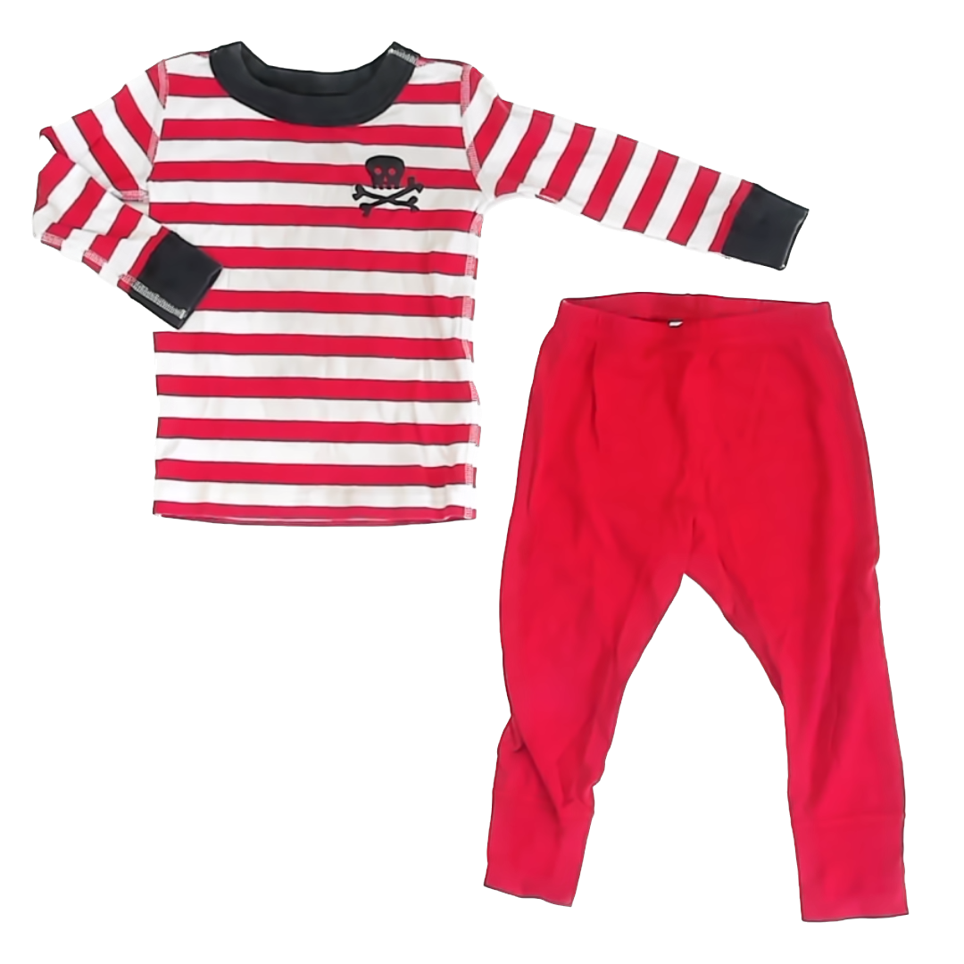 hann Boys Red | White | Pirate 2-piece Pajamas Size: 2T Red | White | Pirate