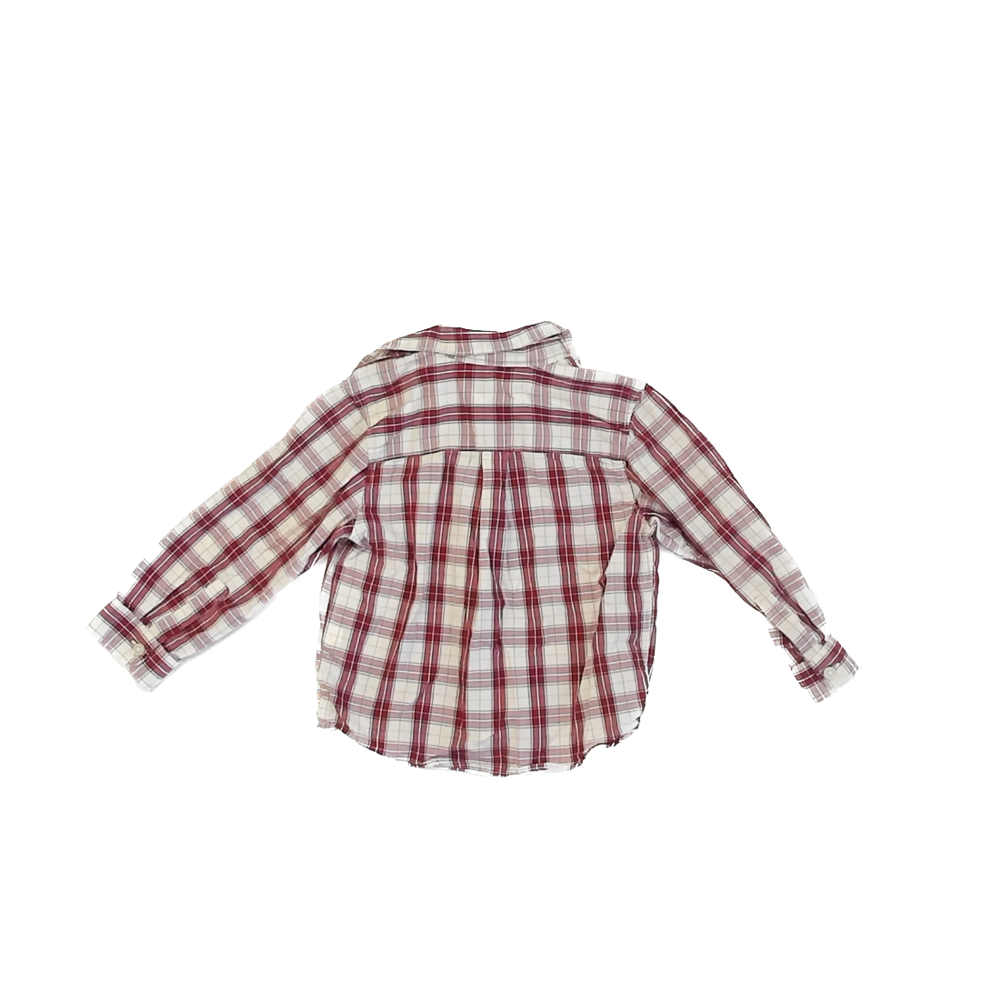 H&M Boys Red | White Plaid Button Down Long Sleeve Size: 2T Red | White Plaid
