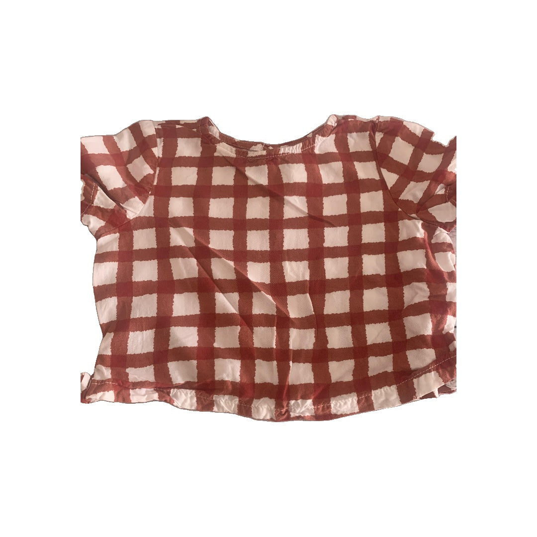 Old Navy Girls Red | White | plaid Shirt Size: 3-6 months Red | White | plaid