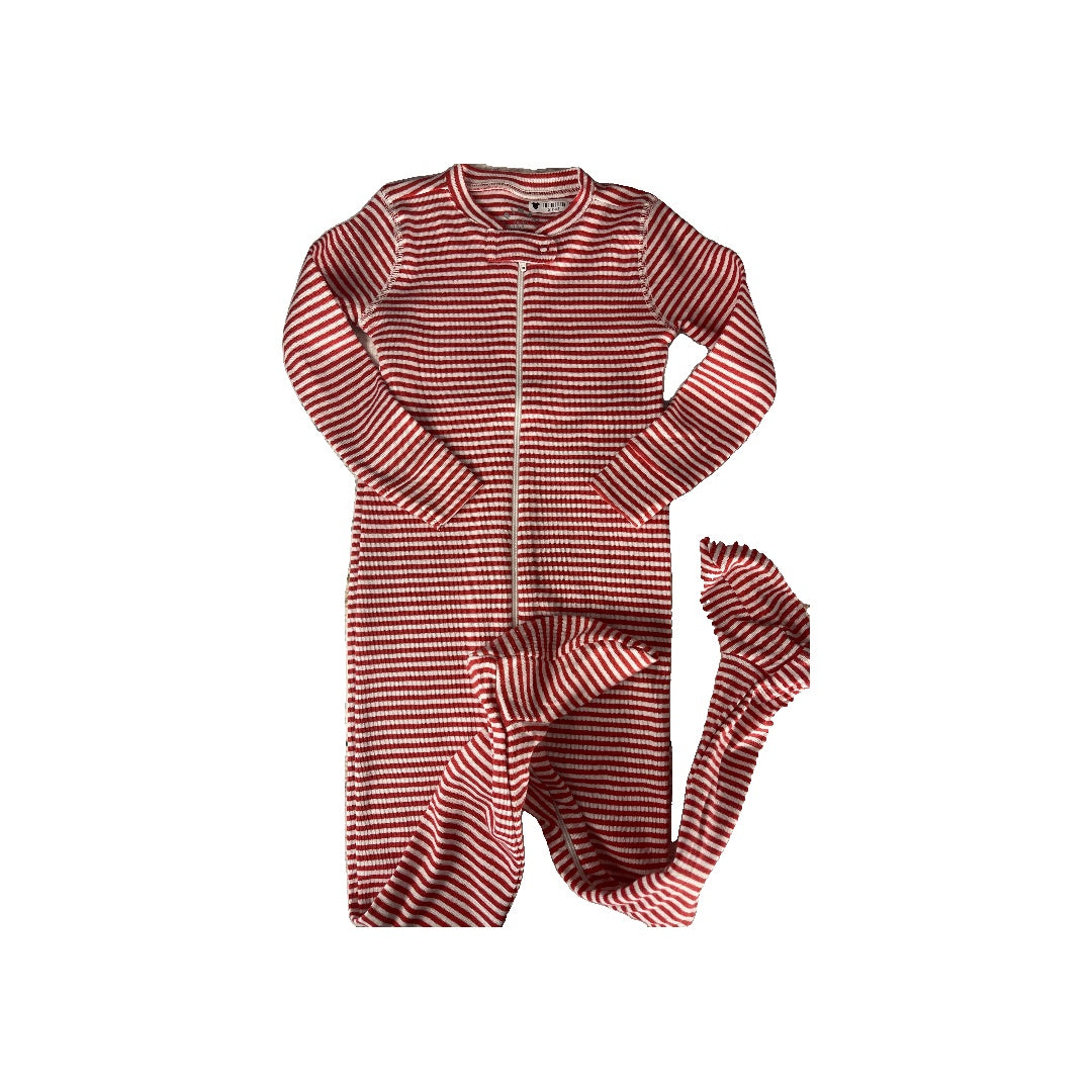 Primary Unisex Red | White | Stripe Pajamas Size: 18-24 months Red | White | Stripe