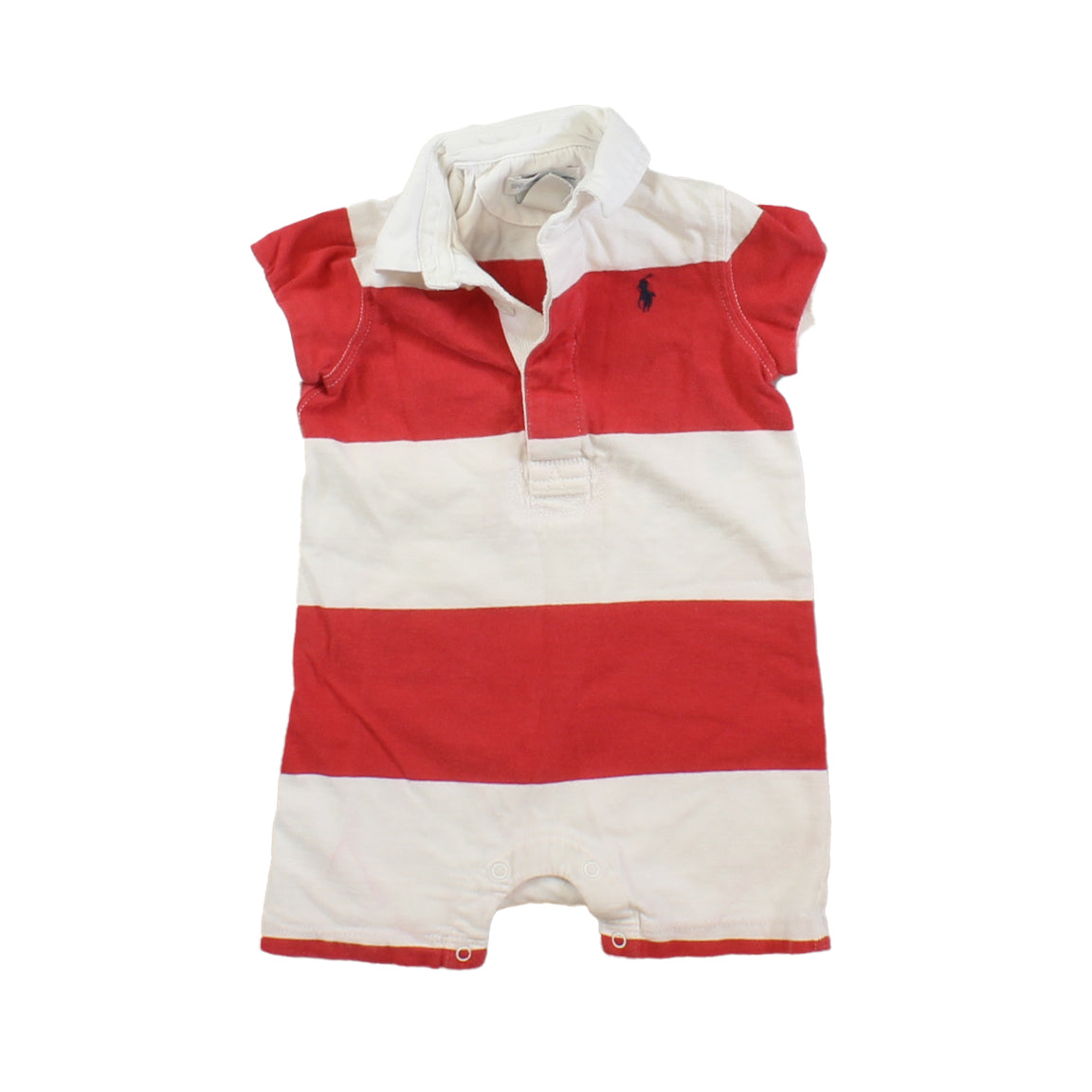 Ralph Lauren Boys Red | White | Stripes Romper Size: 6 Months Red | White | Stripes