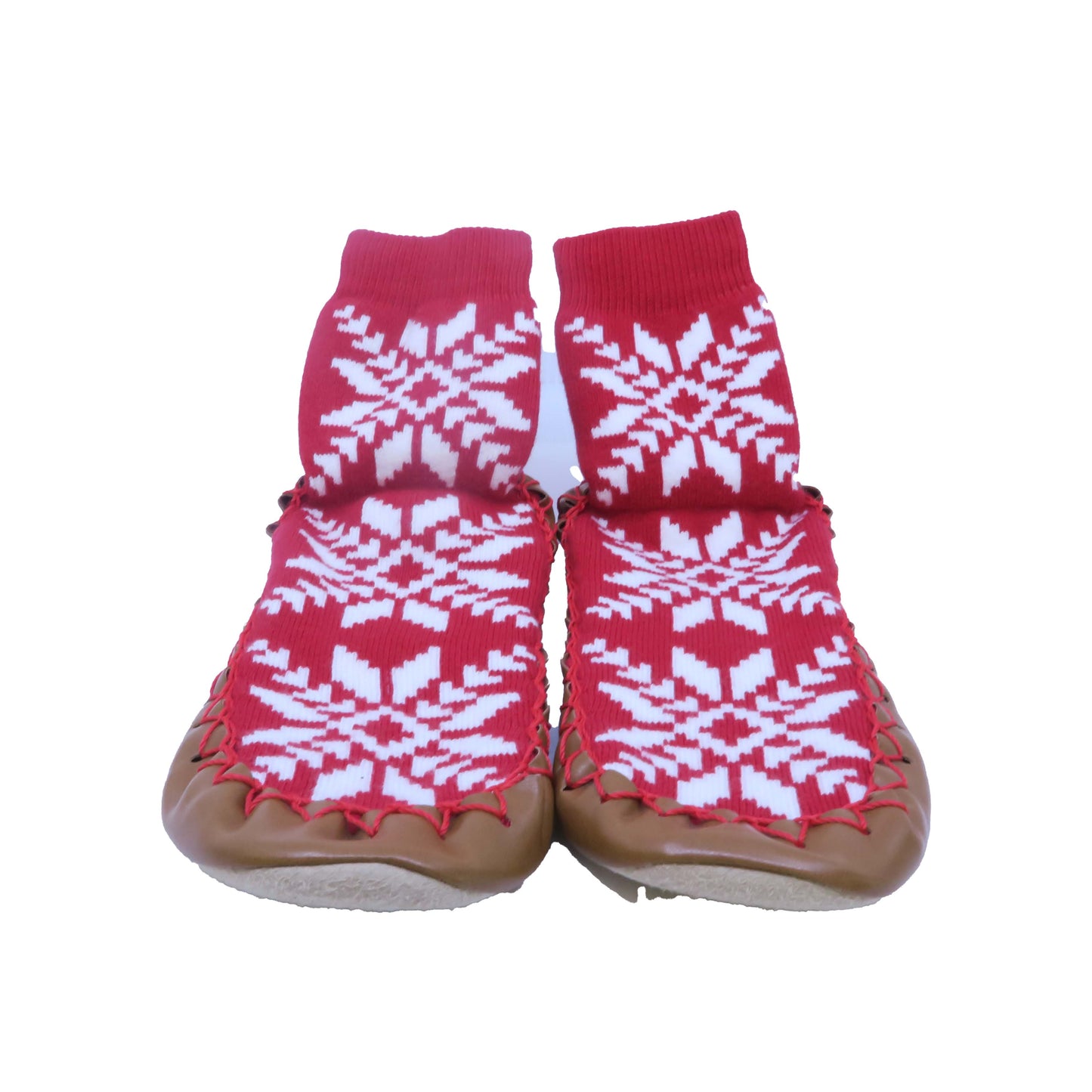 Hanna Anderson Unisex Red | White | Tan Slippers Size: 5-6 Toddler Red | White | Tan