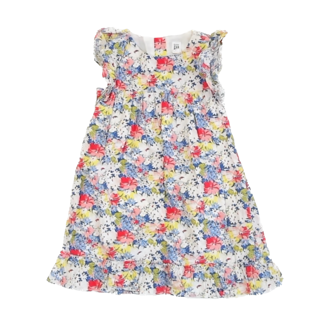 Gap Girls Red | White | Yellow | Blue Floral Dress Size: 5T Red | White | Yellow | Blue Floral