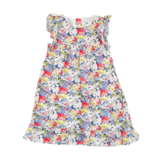 Gap Girls Red | White | Yellow | Blue Floral Dress Size: 5T Red | White | Yellow | Blue Floral