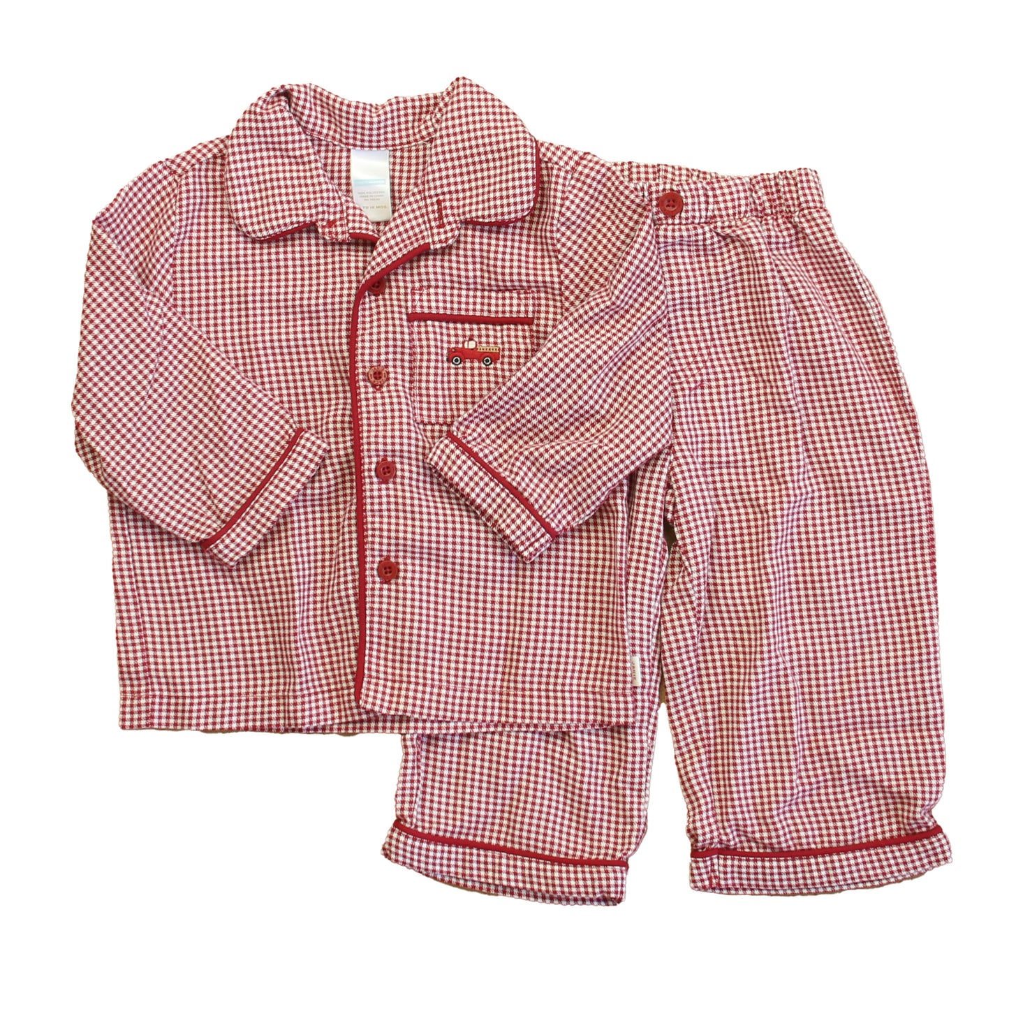 Janie and Jack Boys Red | White 2-piece Pajamas Size: 12-18 Months