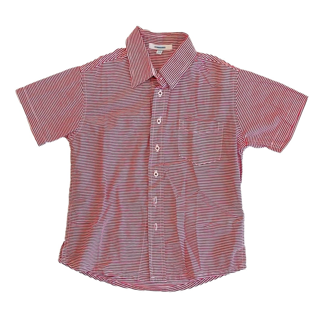 Kidsagogo Boys Red | White Button Down Short Sleeve Size: 4-5T Red | White