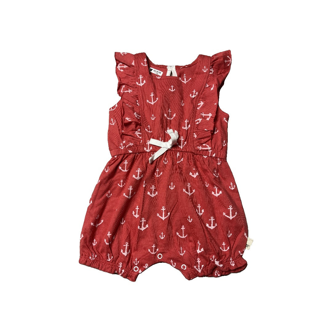 Burt's Bees Girls Red | White Romper Size: 6-9 months Red | White