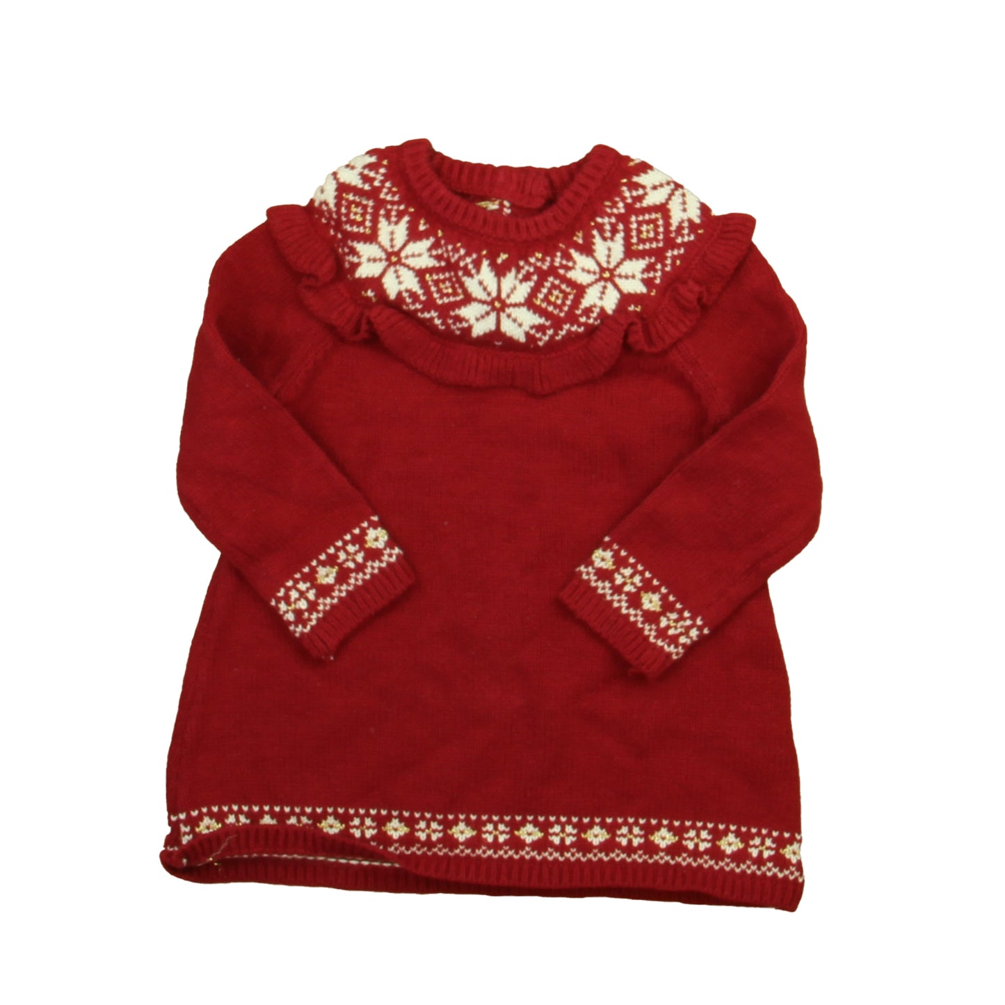 Aspen Kids Girls Red | White Sweater Dress Size: 12 Months Red | White