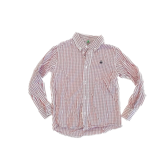 Bennetton Boys Red | White Button Down Long Sleeve Size: 7-8 Years Red | White