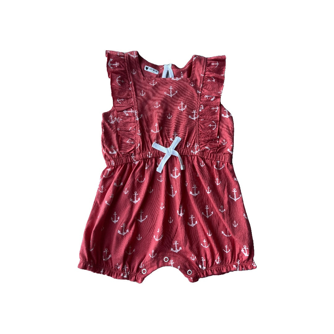 Burt's Bees Girls Red | White Romper Size: 12 months Red | White