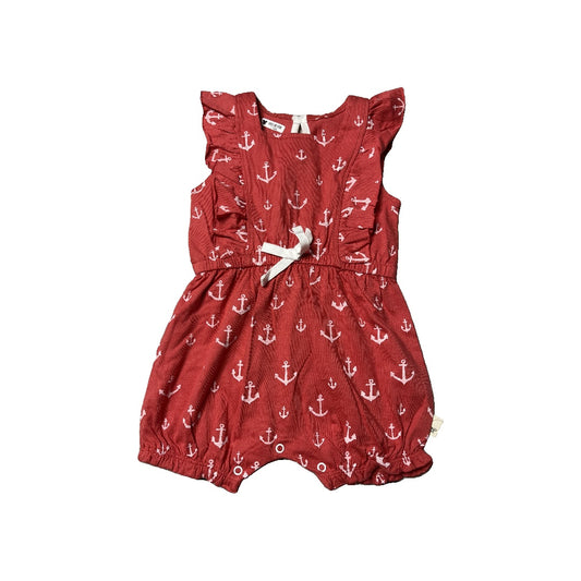 Burt's Bees Girls Red | White Romper Size: 6-9 months Red | White