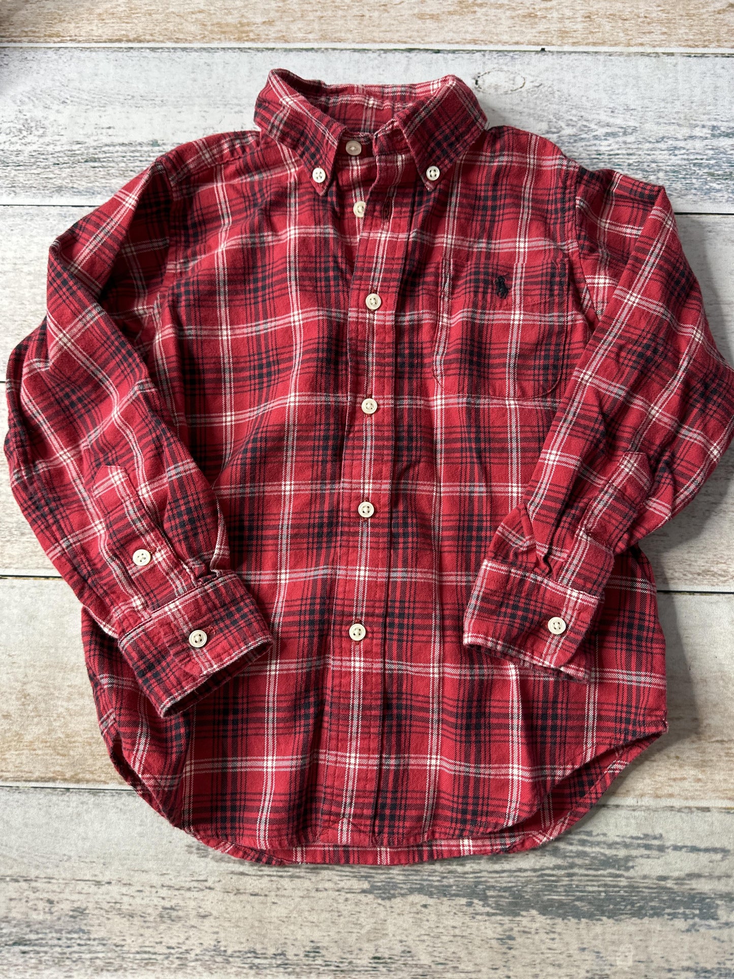 Ralph Lauren Boys Red | White Button Down Short Sleeve Size: 4T Red | White