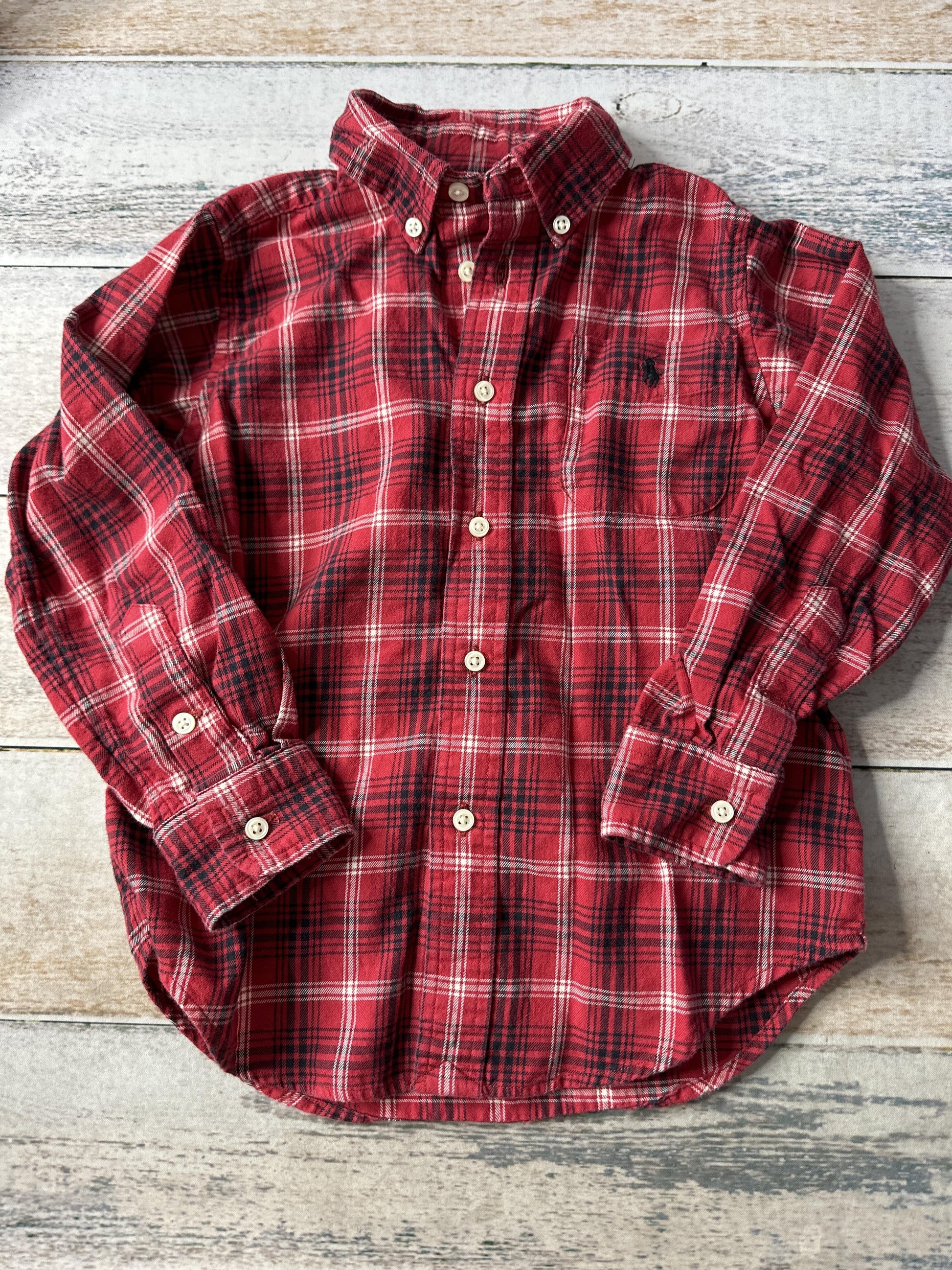 Ralph Lauren Boys Red | White Button Down Short Sleeve Size: 4T Red | White