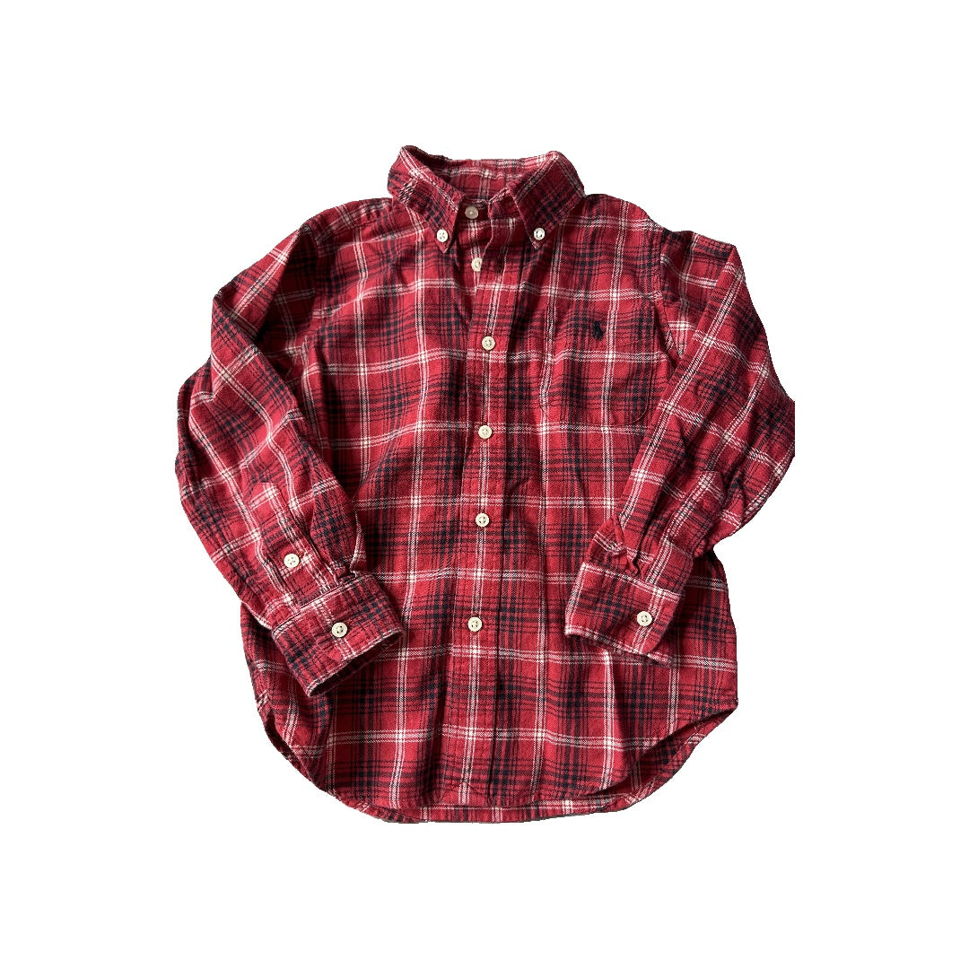 Ralph Lauren Boys Red | White Button Down Short Sleeve Size: 4T Red | White