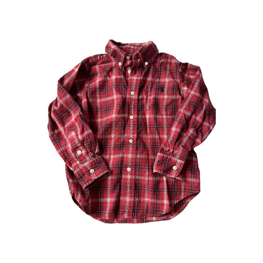 Ralph Lauren Boys Red | White Button Down Short Sleeve Size: 4T Red | White