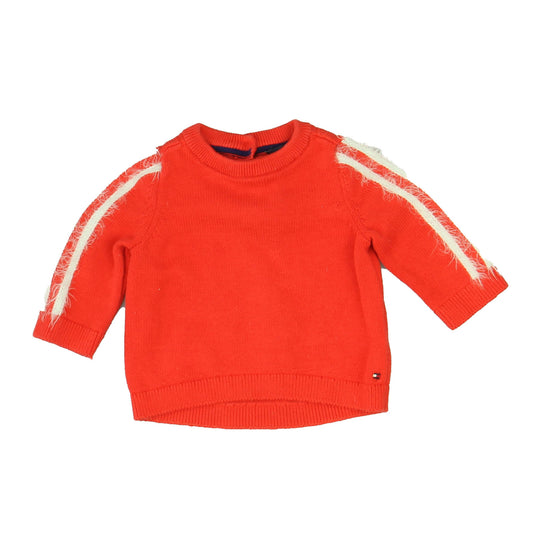 Tommy Hilfiger Girls Red | White Sweater Size: 12 Months Red | White
