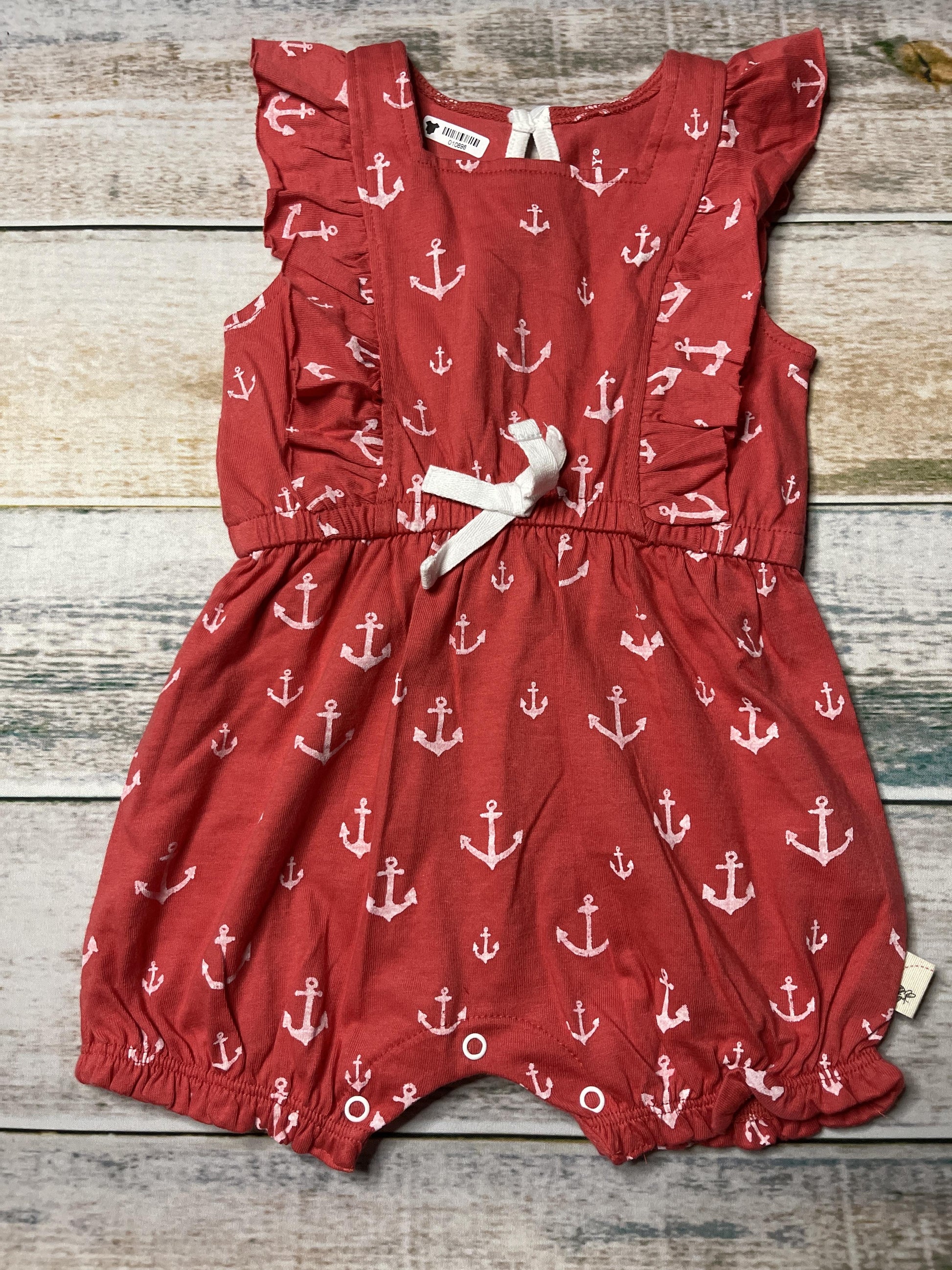 Burt's Bees Girls Red | White Romper Size: 6-9 months Red | White