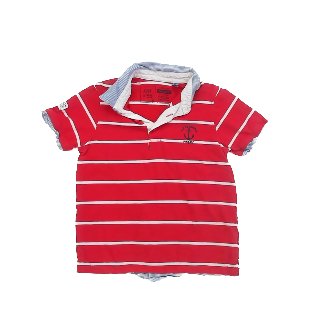 Okaidi Boys Red | White Polo Shirt Size: 12 Years Red | White