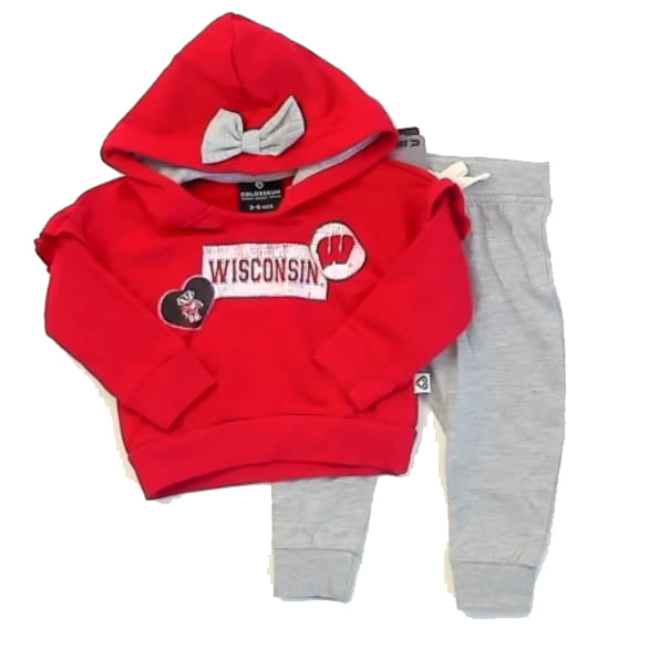 Colosseum Girls Red Wisconsin Apparel Sets Size: 3-6 Months Red Wisconsin