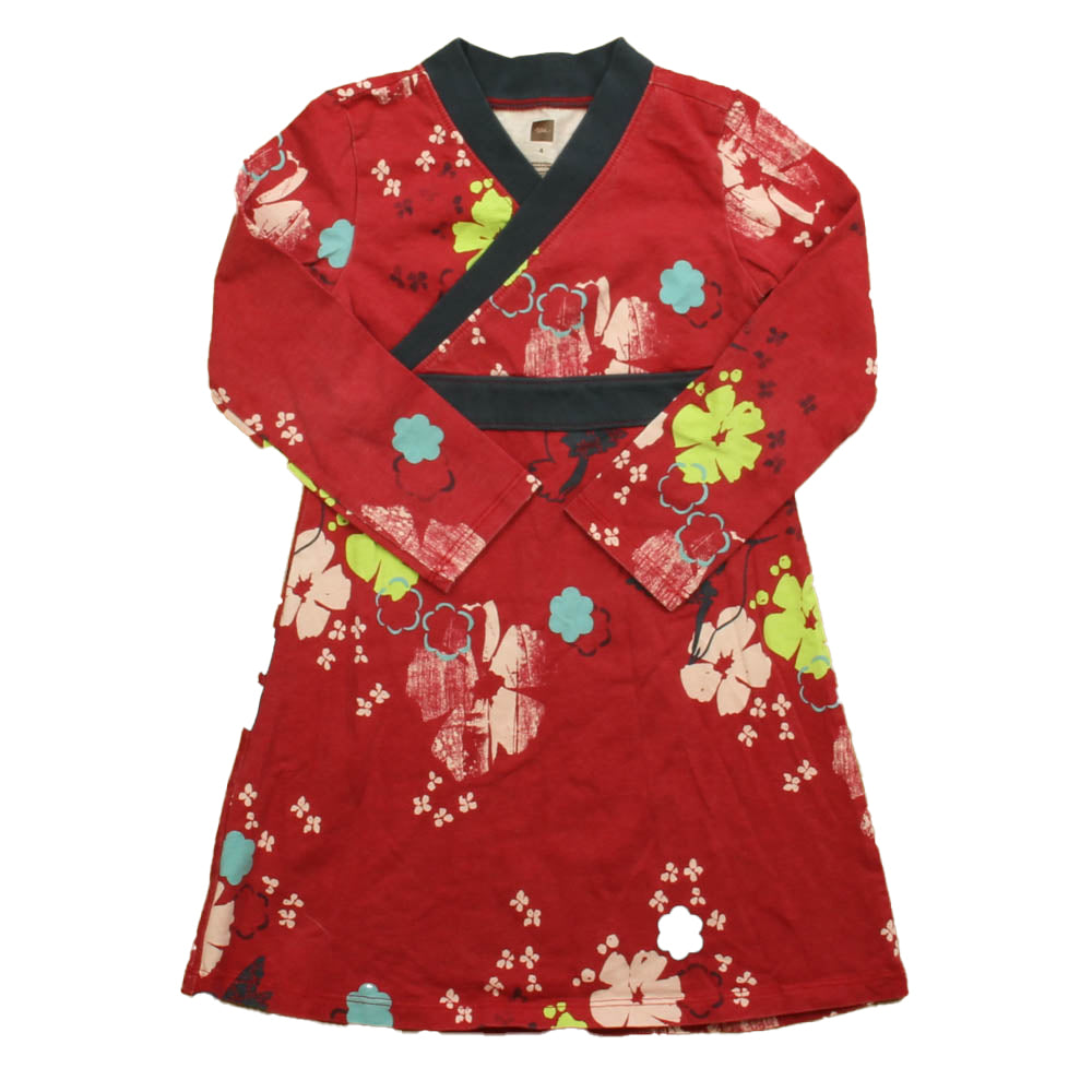 Tea Girls Red | Yellow Floral Dress Size: 4T Red | Yellow Floral