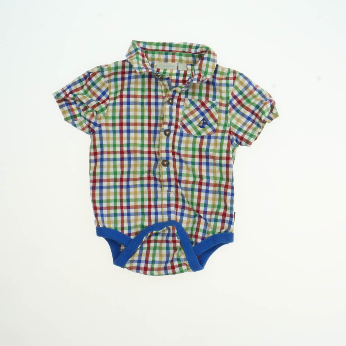 JoJo Maman Bebe Boys Red | Yellow | Green Button Down Short Sleeve Size: 12-18 Months Red | Yellow | Green