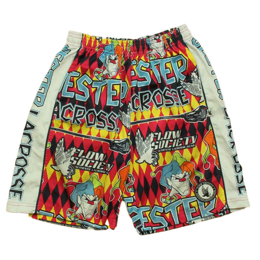 Flow Society Boys Red | Yellow Lacrosse Sticks Athletic Shorts Size: 10-12 Years