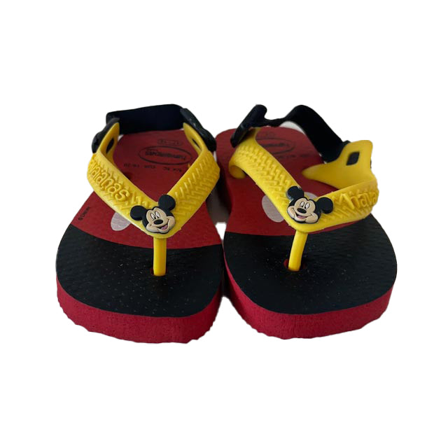 Havaianas Boys Red | Yellow Mickey Flip Flops Size: 4-5 Toddler