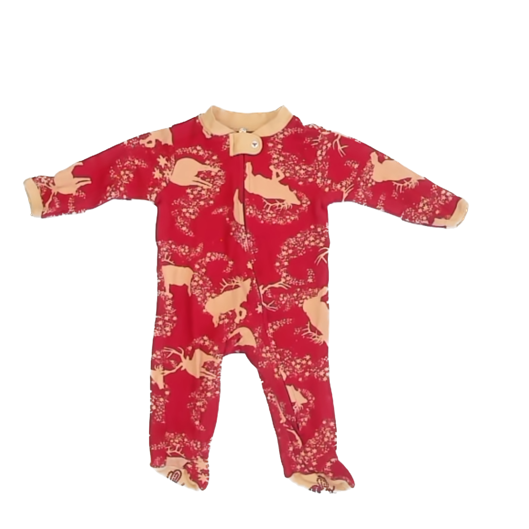 Burt's Bees Unisex Red | Yellow 1-piece footed Pajamas Size: 0-3 Months Red | Yellow