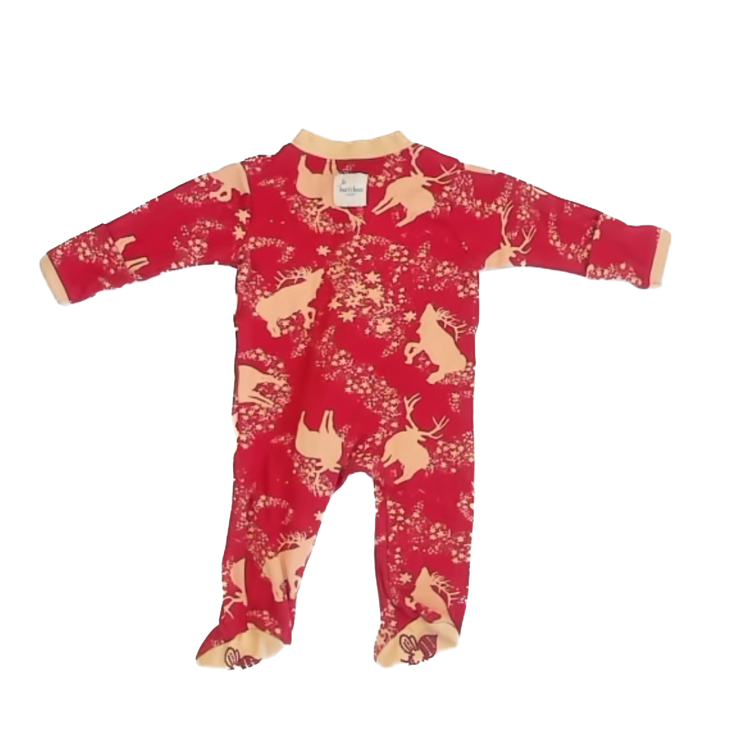 Burt's Bees Unisex Red | Yellow 1-piece footed Pajamas Size: 0-3 Months Red | Yellow