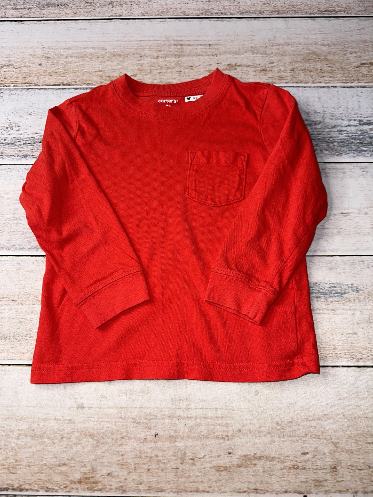 Carters Boys Red Long Sleeve Shirt Size: 3T Red
