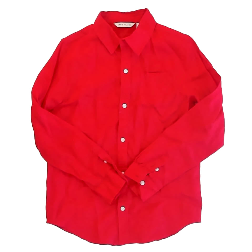 Janie and Jack Boys Red Button Down Long Sleeve Size: 8 Years Red