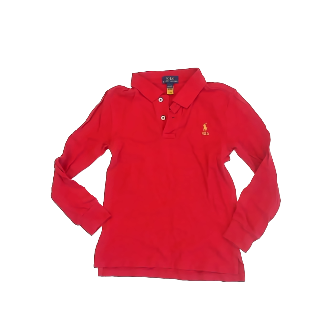 Ralph Lauren Boys Red Long Sleeve Shirt Size: 7 Years Red