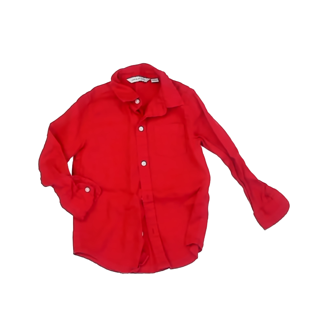 Janie and Jack Boys Red Button Down Long Sleeve Size: 3T Red