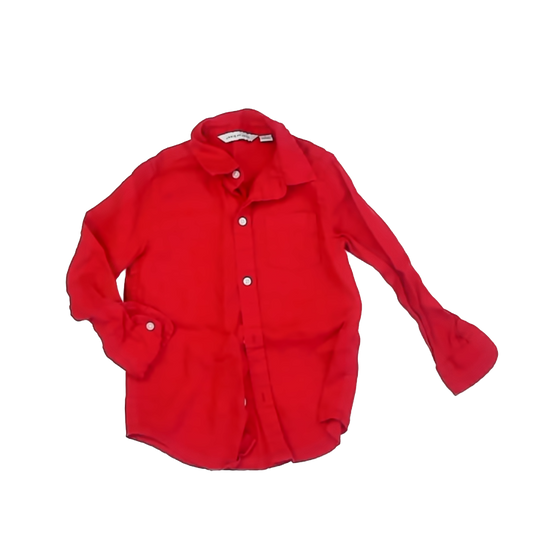 Janie and Jack Boys Red Button Down Long Sleeve Size: 3T Red