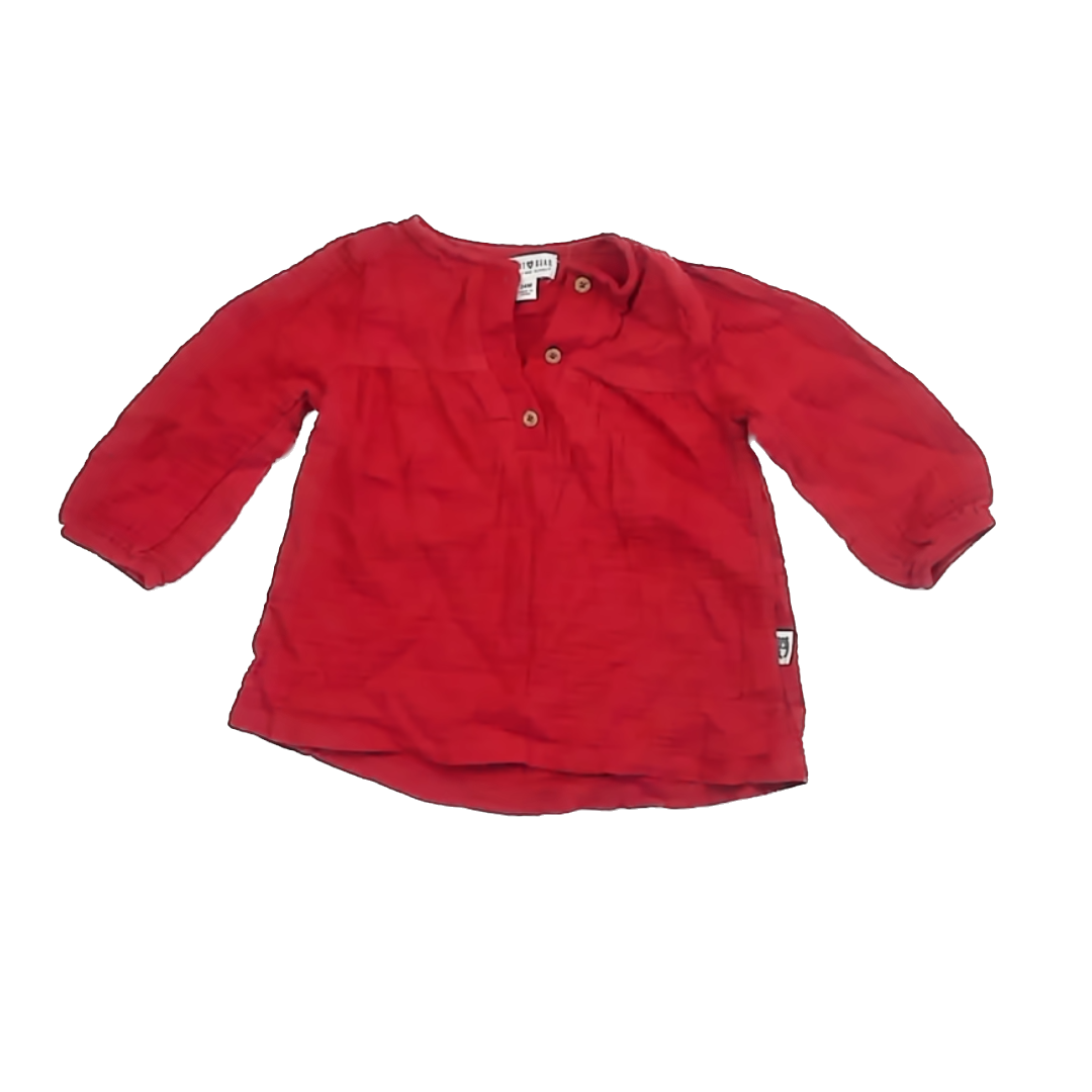 Rabbit + Bear Girls Red Long Sleeve Shirt Size: 24 Months Red