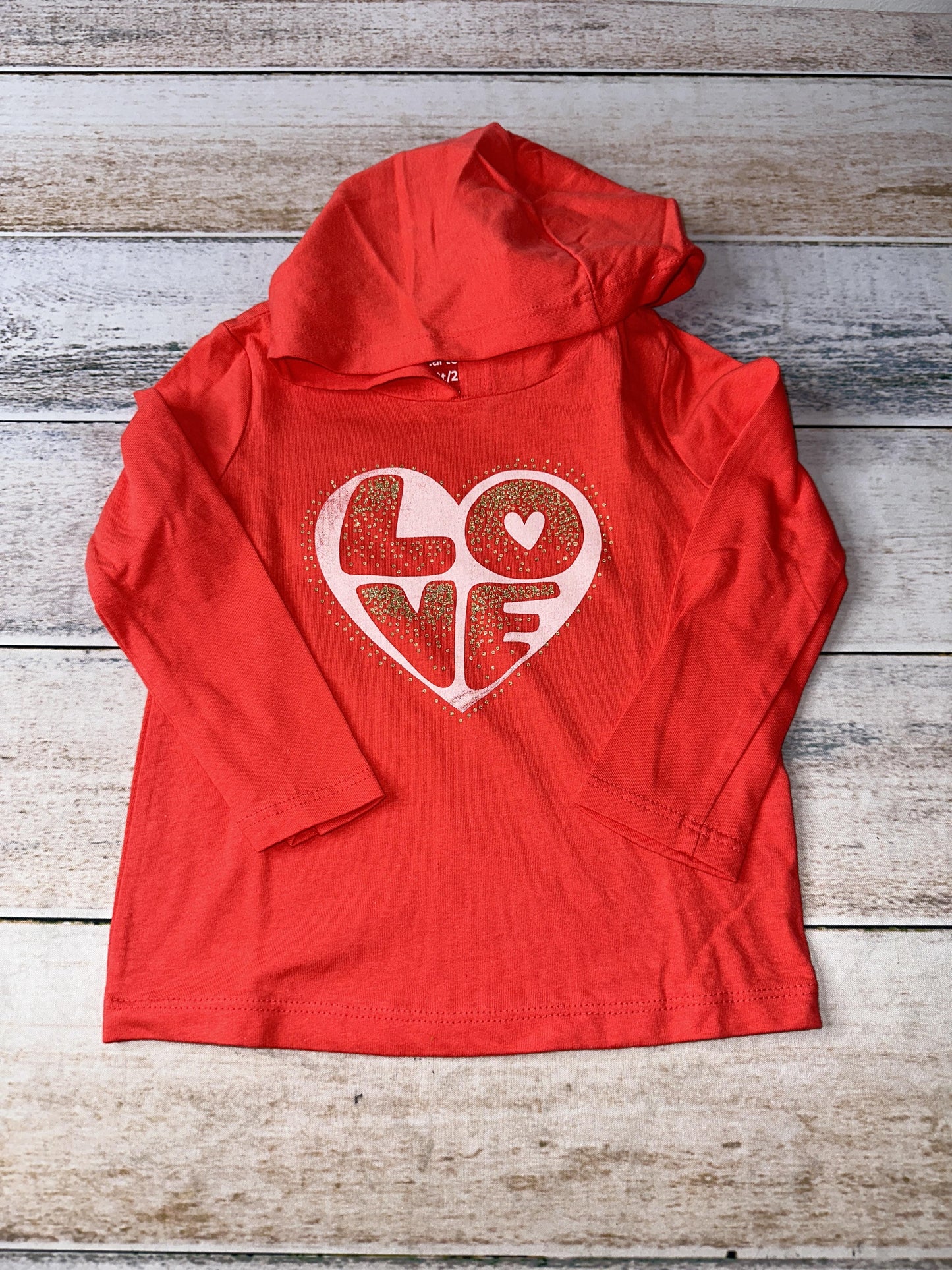 Carters Girls Red Long Sleeve Shirt Size: 2T Red