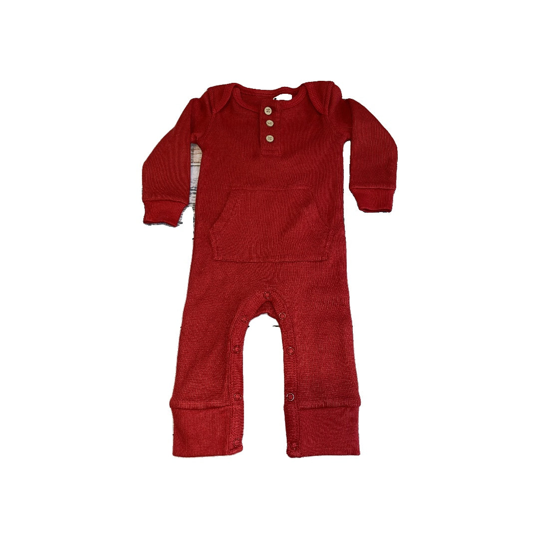 Planet Cotton Unisex Red Romper Size: 3 months Red