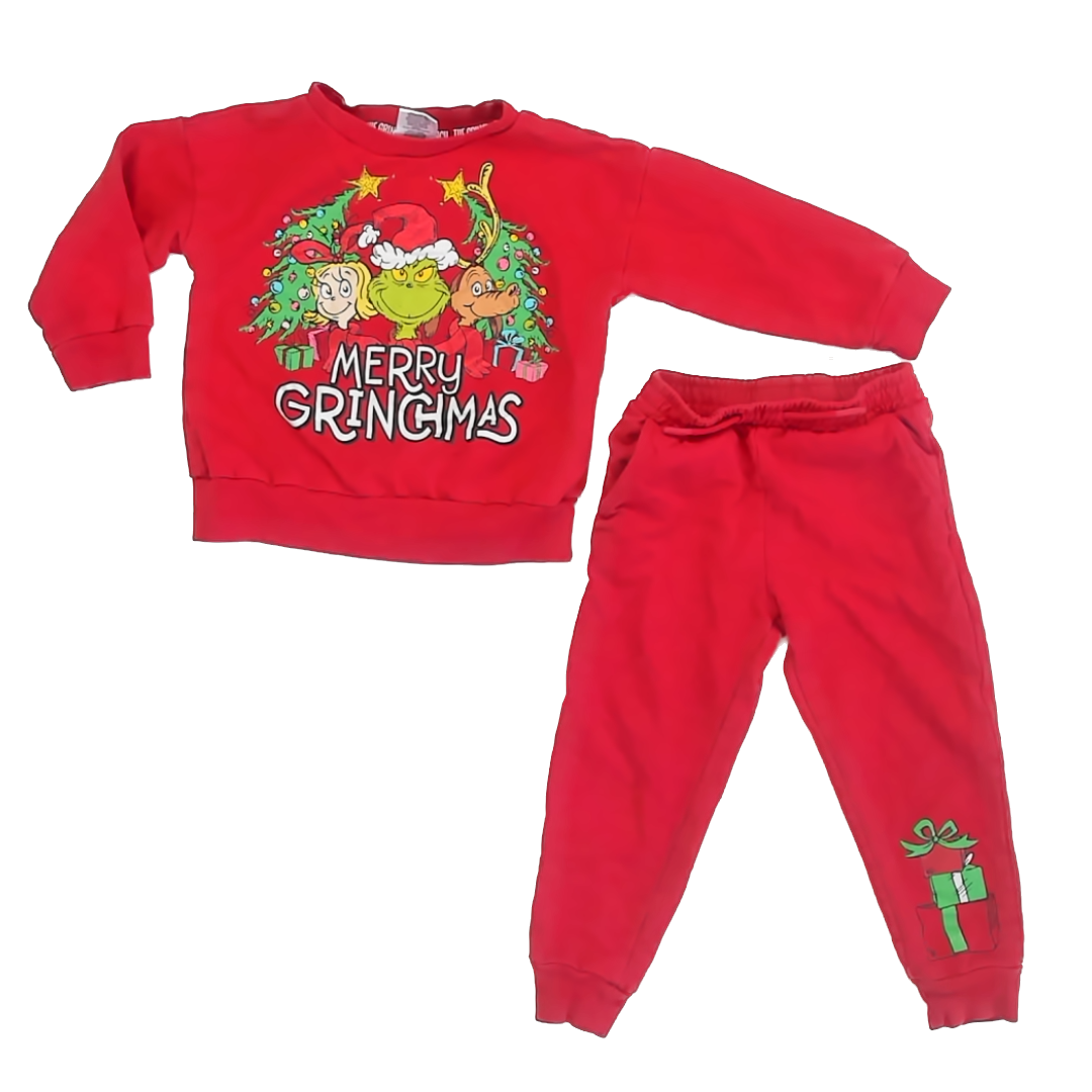 Grinch Boys Red Apparel Sets Size: 3T Red