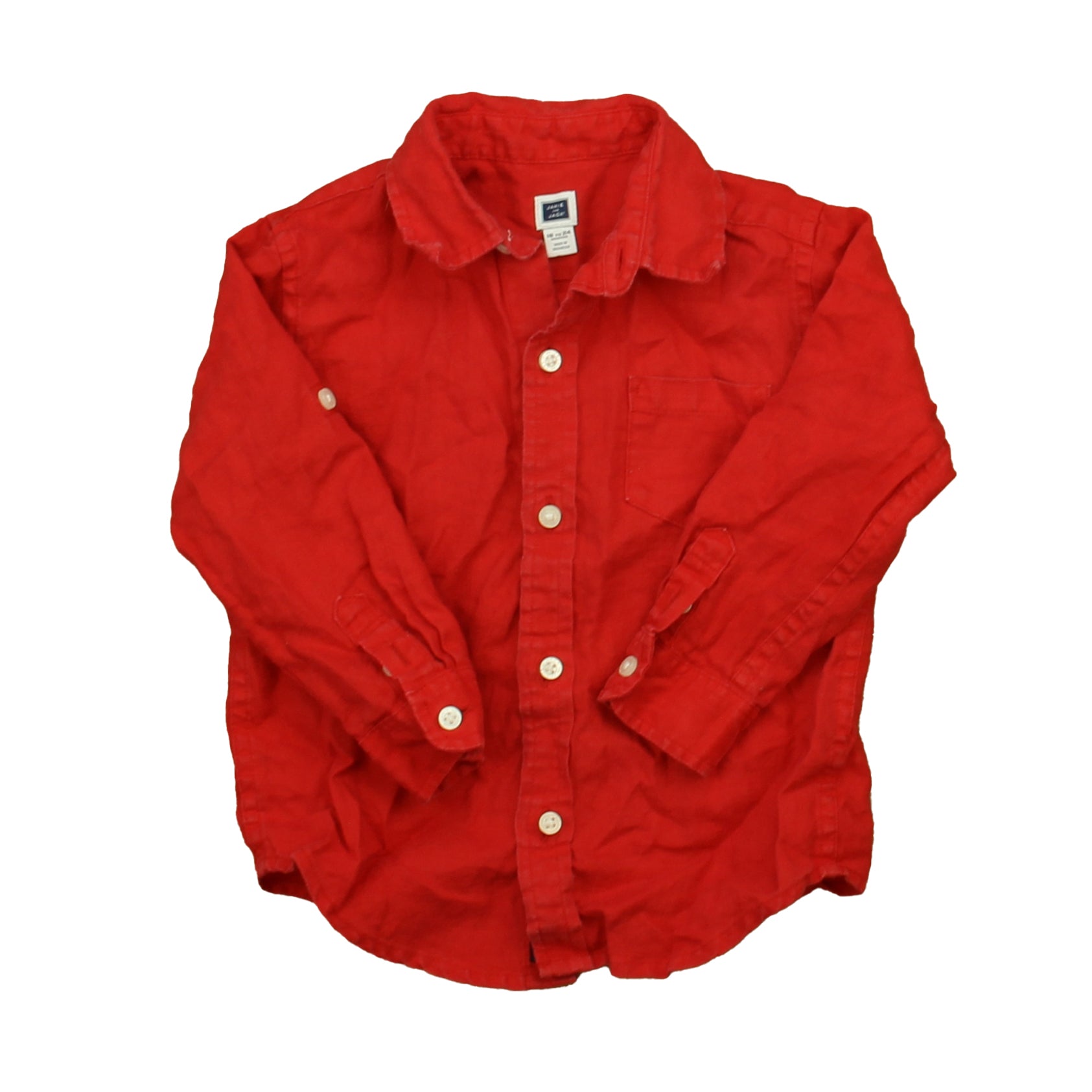 Janie and Jack Boys Red Button Down Long Sleeve Size: 18-24 Months Red
