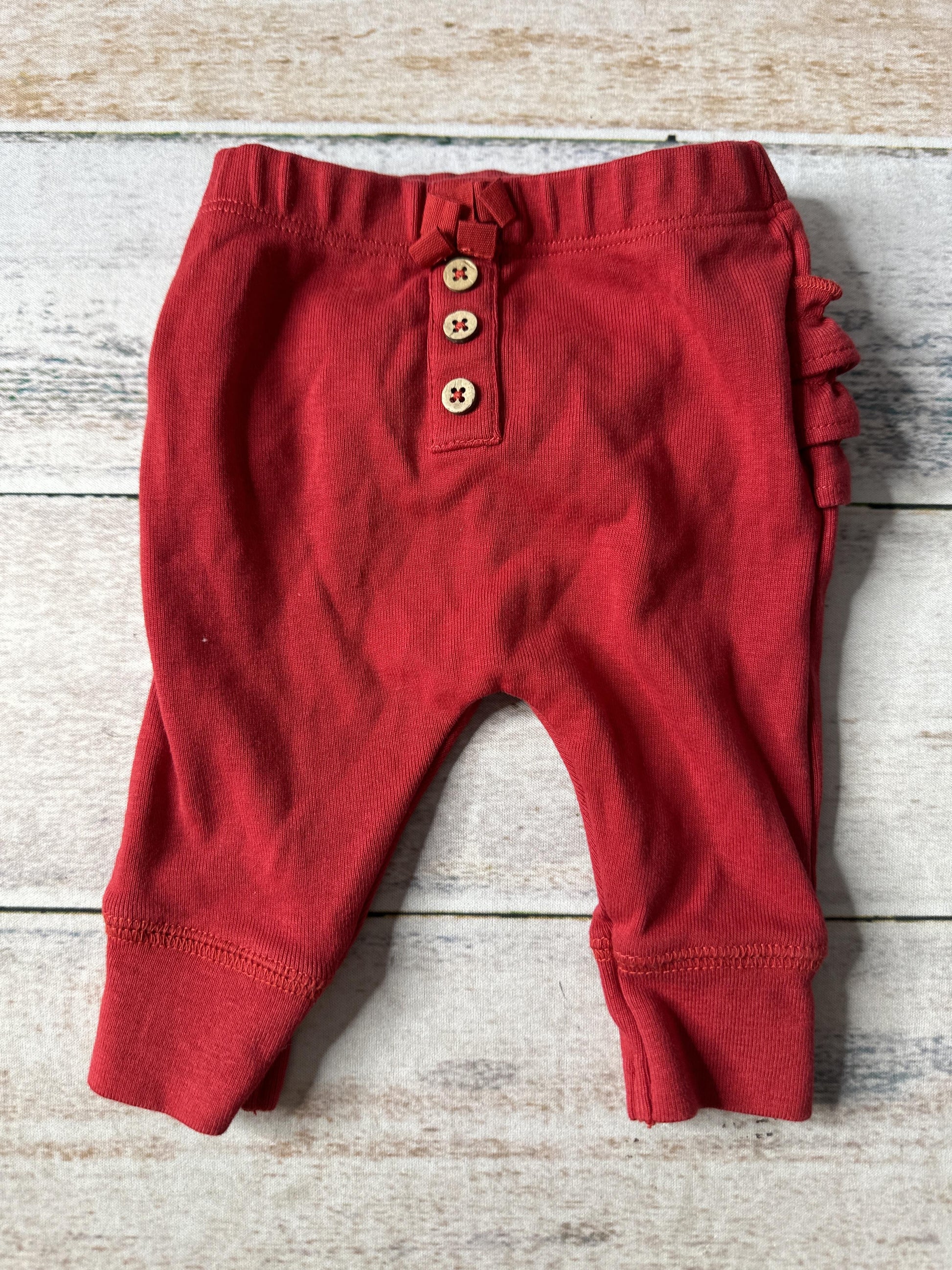 Oliver & Rain Girls Red Pants Size: 0-3 months Red