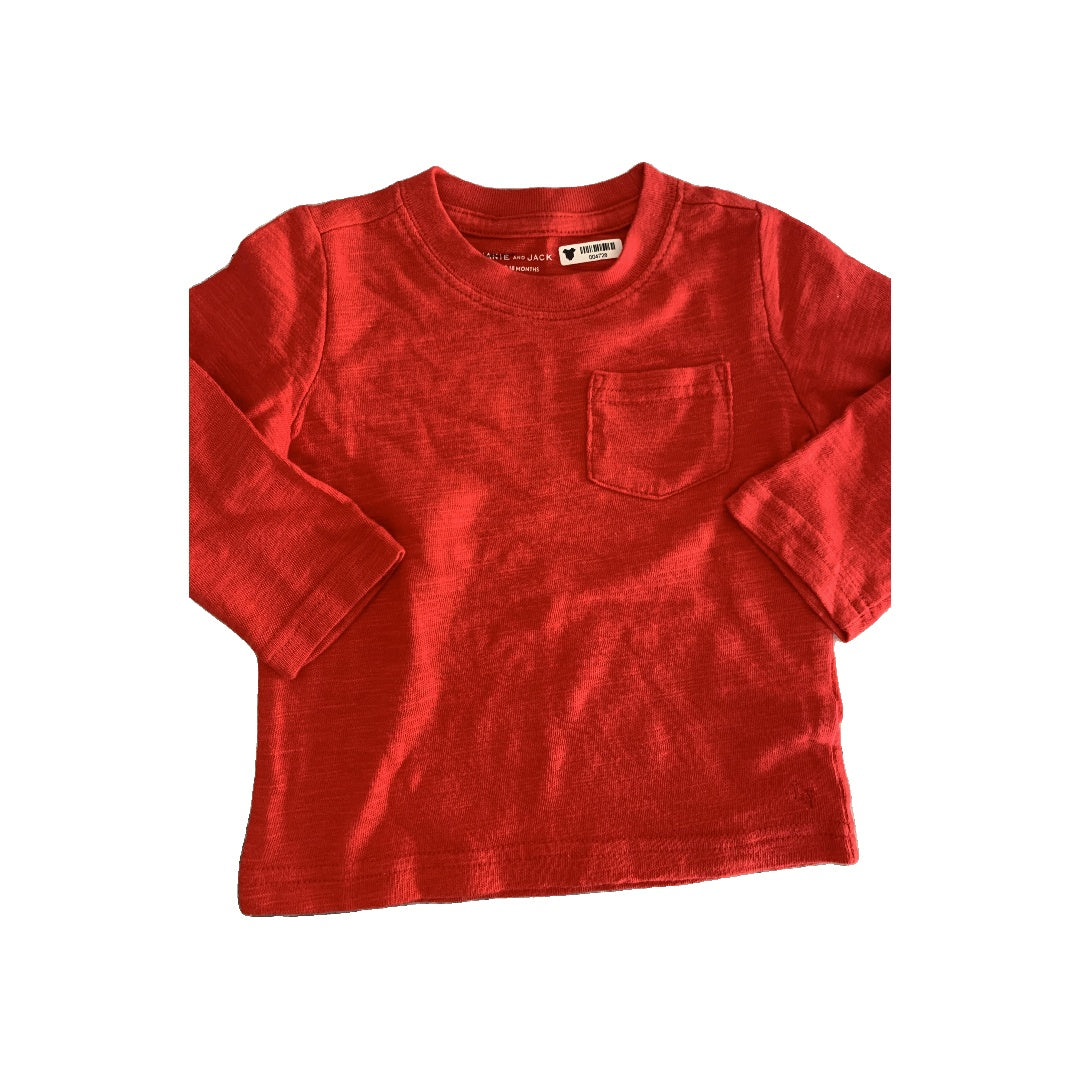 Janie and Jack Boys Red Long Sleeve T-Shirt Size: 12-18 months Red