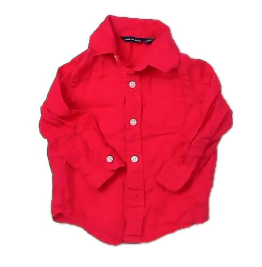 Janie and Jack Boys Red Button Down Long Sleeve Size: 12-18 Months Red