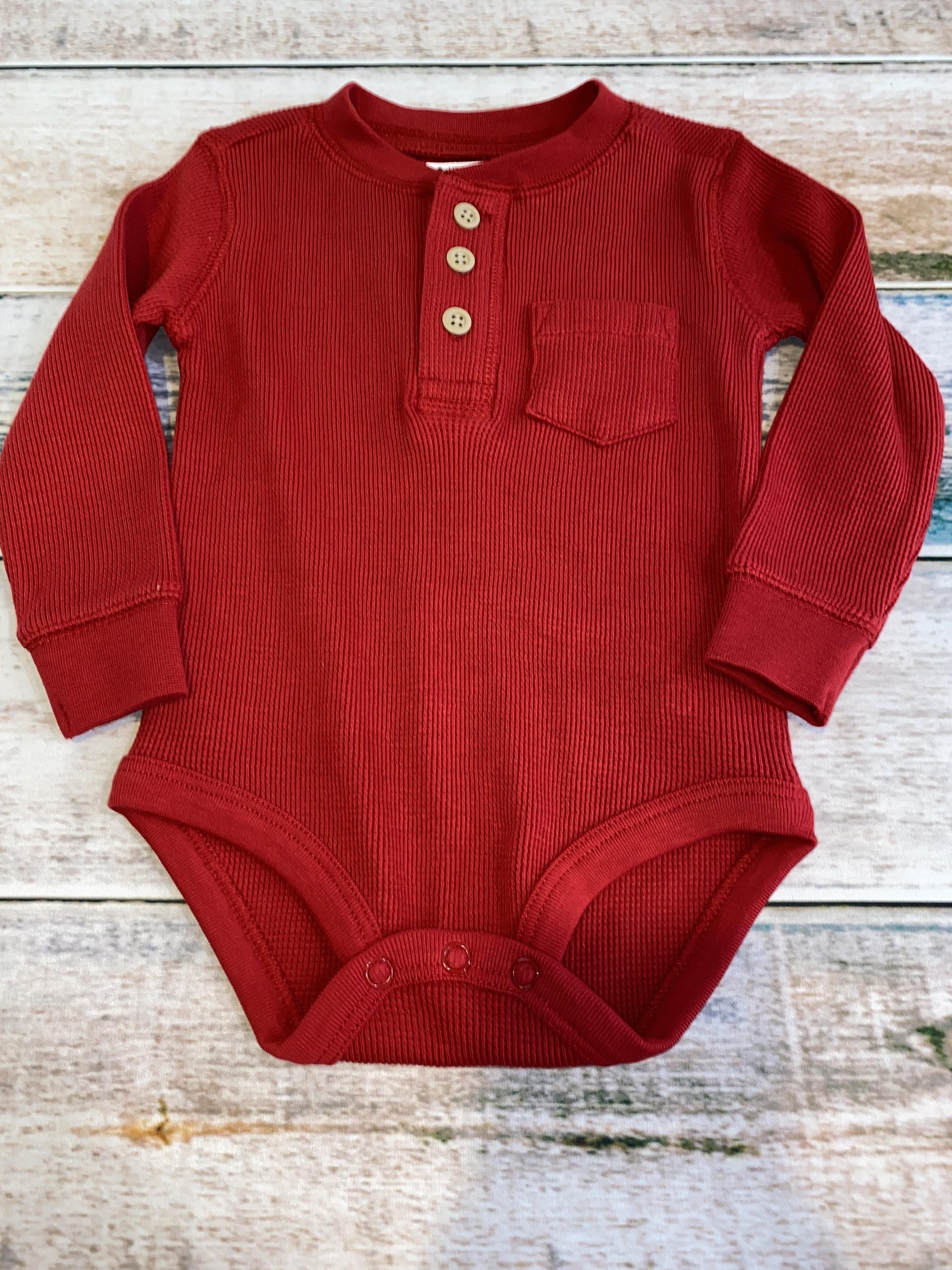 Planet Cotton Boys Red Onesie Size: 9 months Red