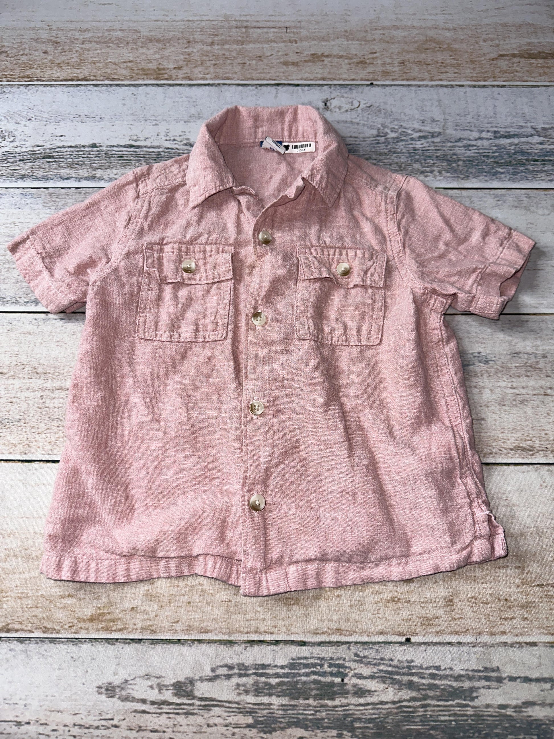Old Navy Boys Red Button Down Short Sleeve Size: 2T Red